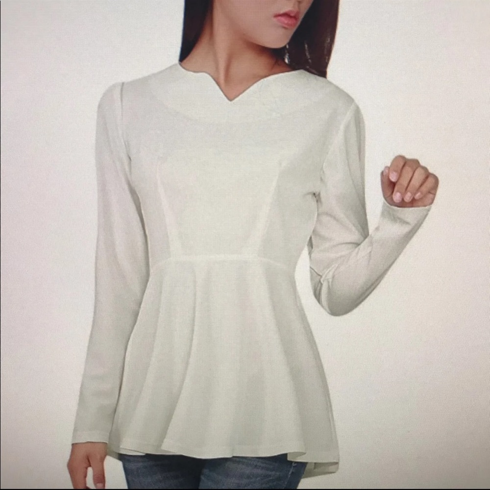 Women’s Junior White Long Sleeve Peplum